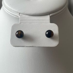 Captivate with Every Glance: Tiger’s Eye Round Stud Earrings ✨